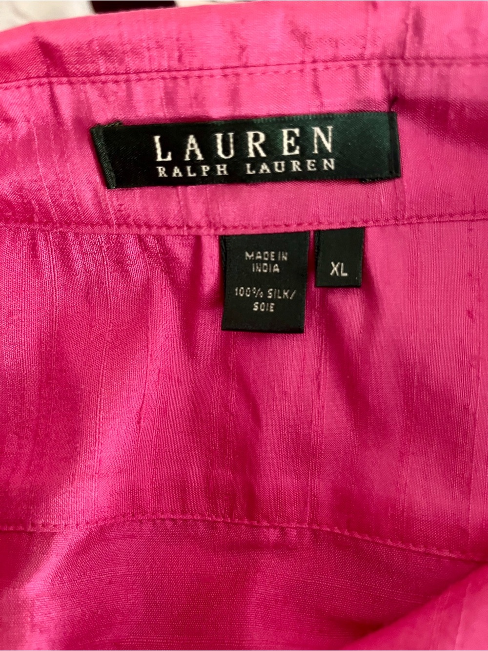 Ralph Lauren Bright Pink Raw Silk Button-Up Shirt Old Money Classic - Picture 3 of 4